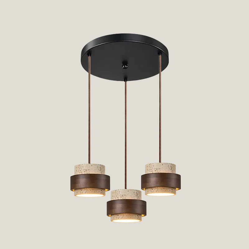 Arvella Cylindrical Travertine Pendant Light Euroselle