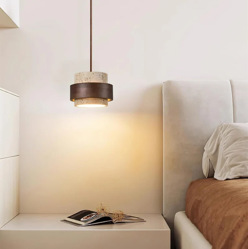 Arvella Cylindrical Travertine Pendant Light Euroselle