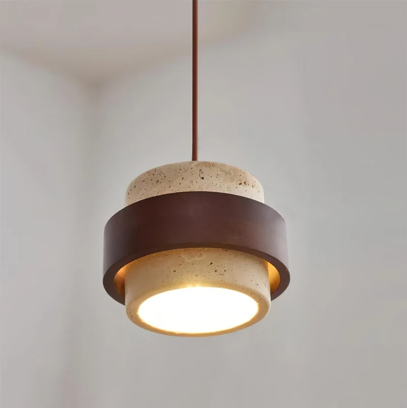 Arvella Cylindrical Travertine Pendant Light Euroselle