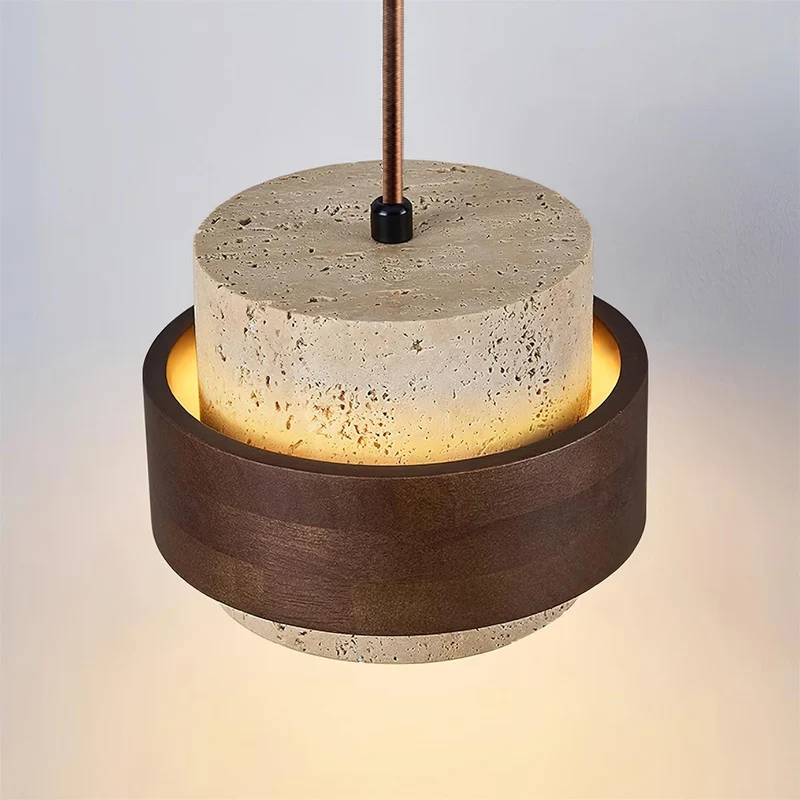 Arvella Cylindrical Travertine Pendant Light Euroselle