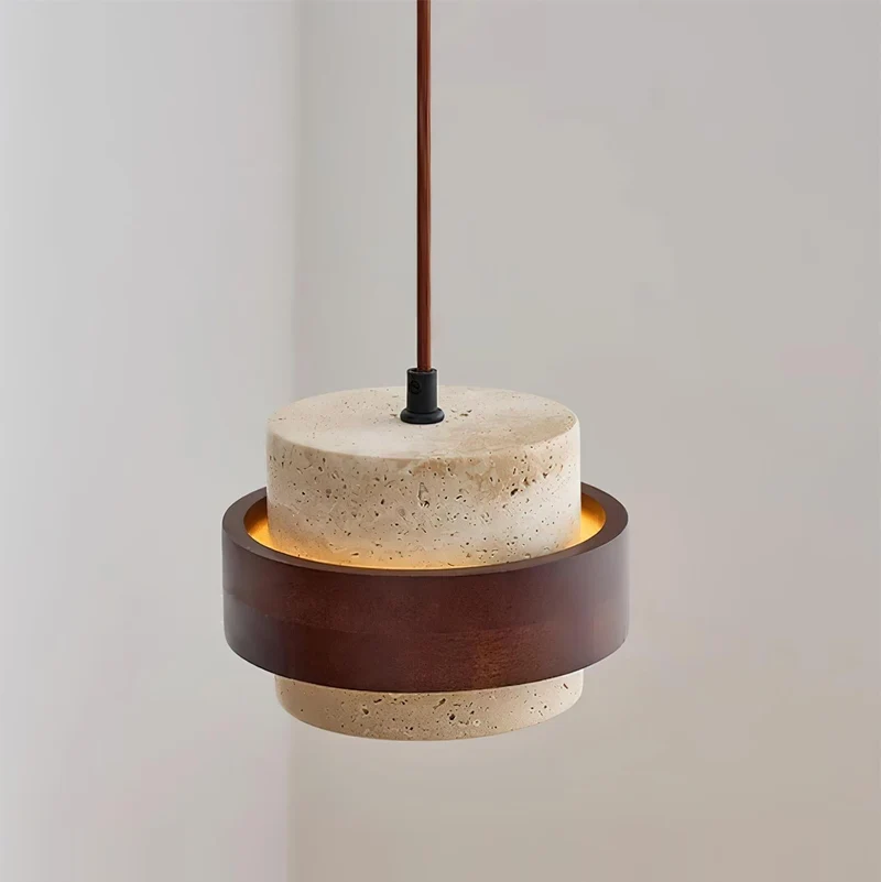 Arvella Cylindrical Travertine Pendant Light Euroselle
