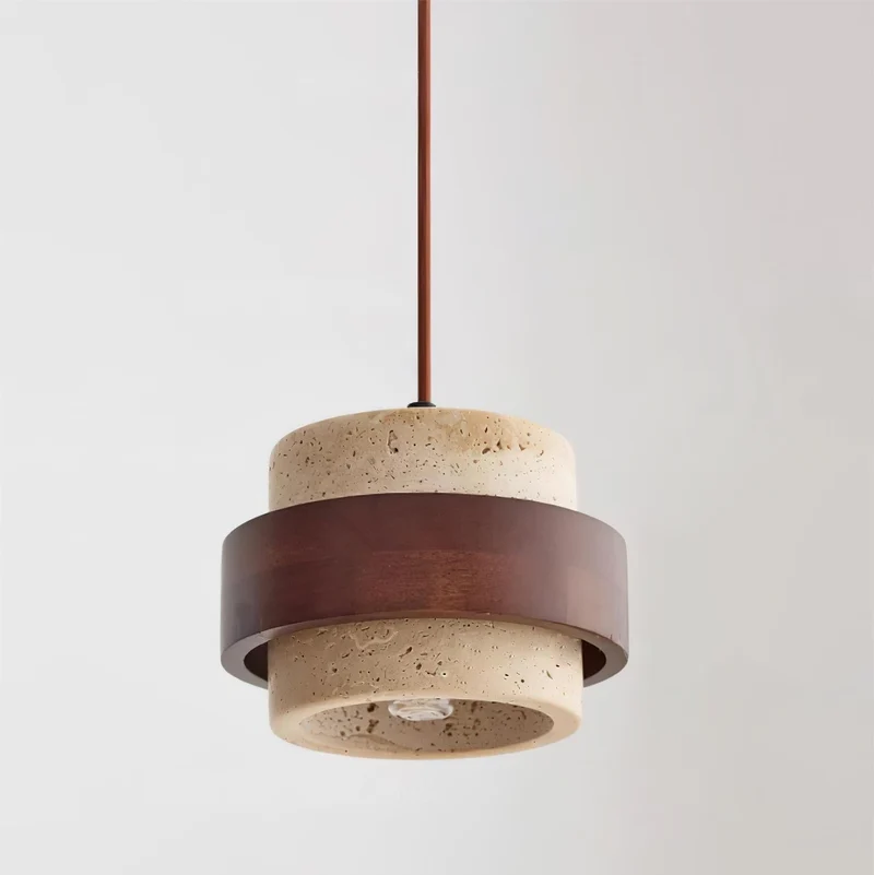 Arvella Cylindrical Travertine Pendant Light Euroselle
