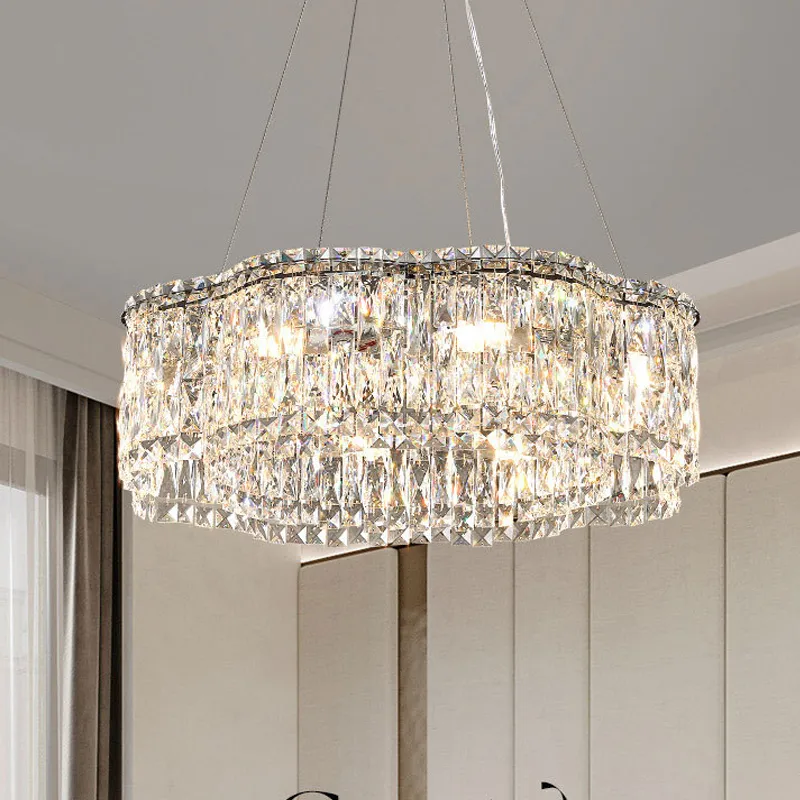 Euroselle Amara Pendant Chandelier With Stainless Steel And K9 Crystals
