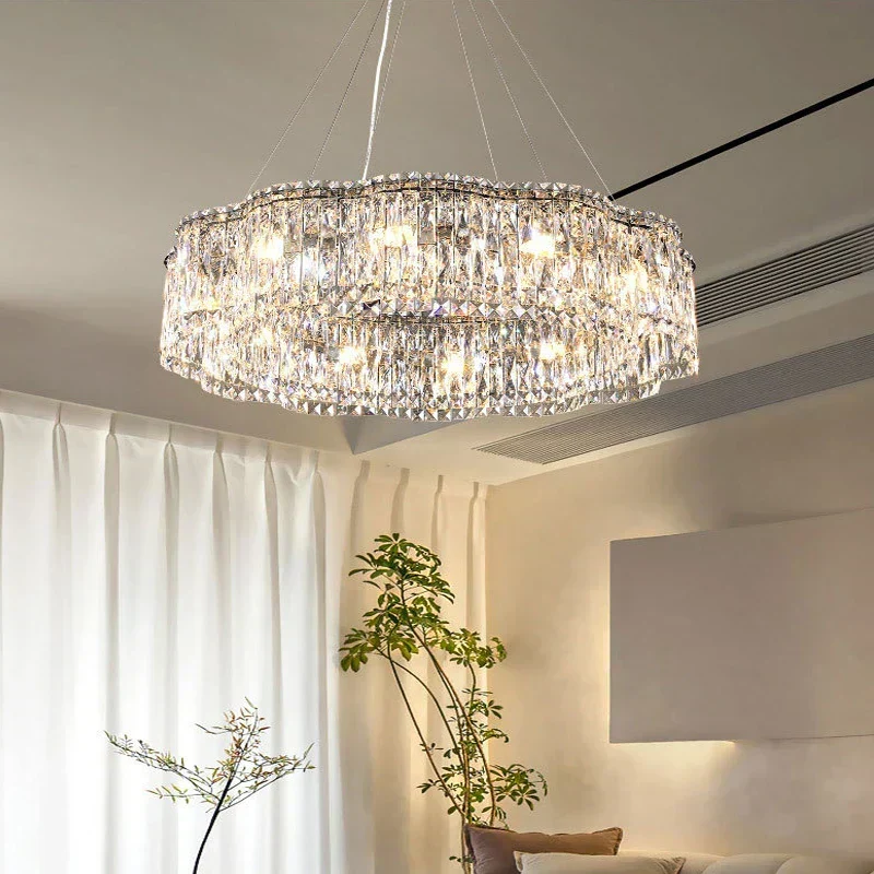Euroselle Amara Pendant Chandelier With Stainless Steel And K9 Crystals