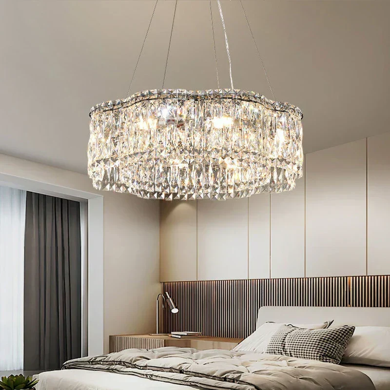 Euroselle Amara Pendant Chandelier With Stainless Steel And K9 Crystals
