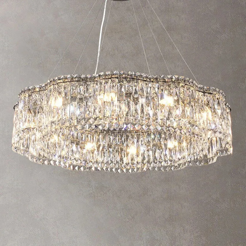 Euroselle Amara Pendant Chandelier With Stainless Steel And K9 Crystals