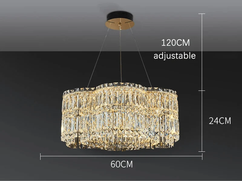 Euroselle Amara Pendant Chandelier With Stainless Steel And K9 Crystals