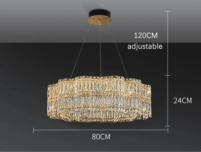 Euroselle Amara Pendant Chandelier With Stainless Steel And K9 Crystals