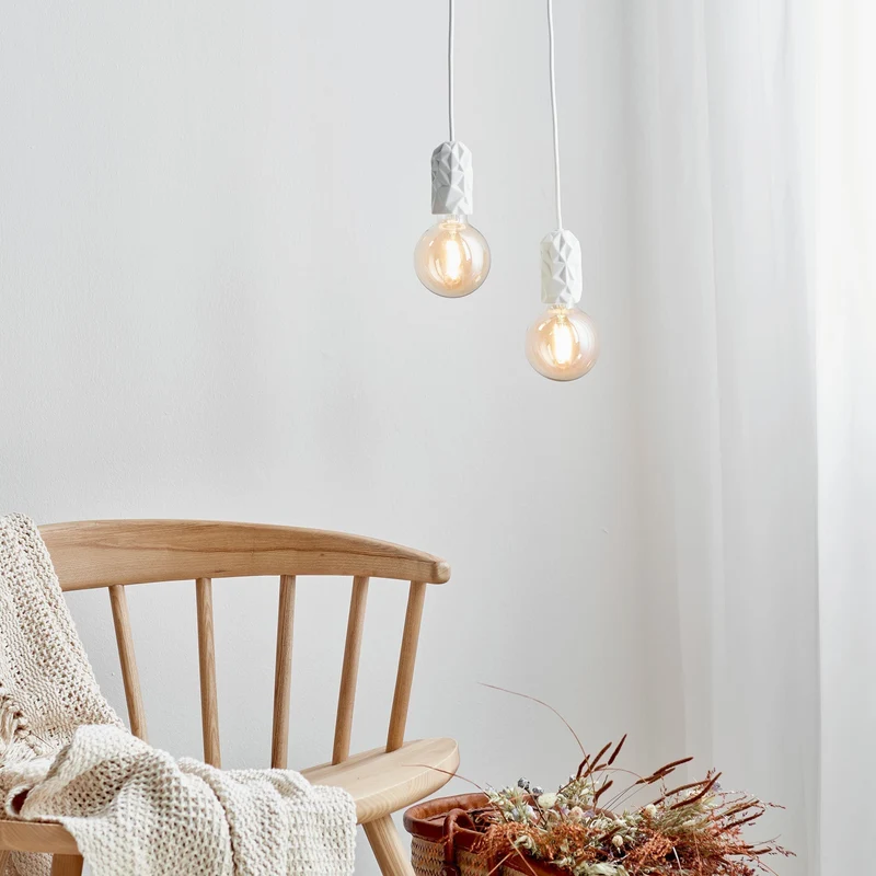 Hang Pendant Light By Euroselle With Porcelain Socket And Elegant Graphic Pattern
