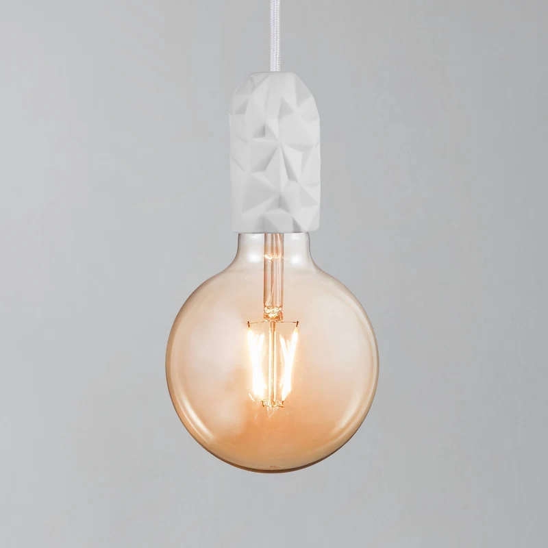 Hang Pendant Light By Euroselle With Porcelain Socket And Elegant Graphic Pattern