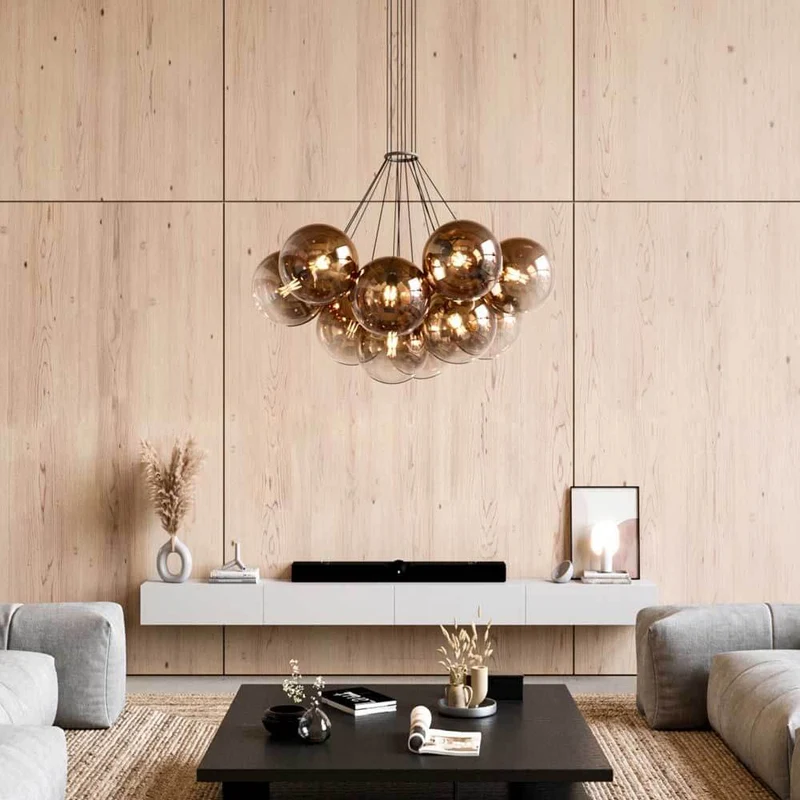 s.luce Orb Cluster Glaskugel Galerieleuchte Pendellampe 13-flammig