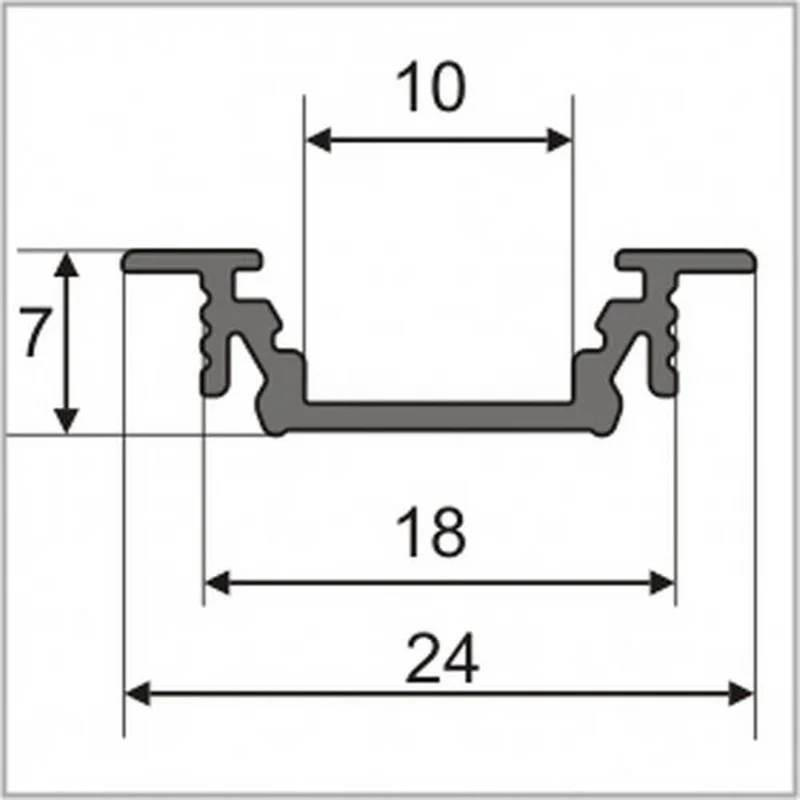 Einbauprofil schmal 200cm Alu-eloxiert ohne Abdeckung für LED-Strips