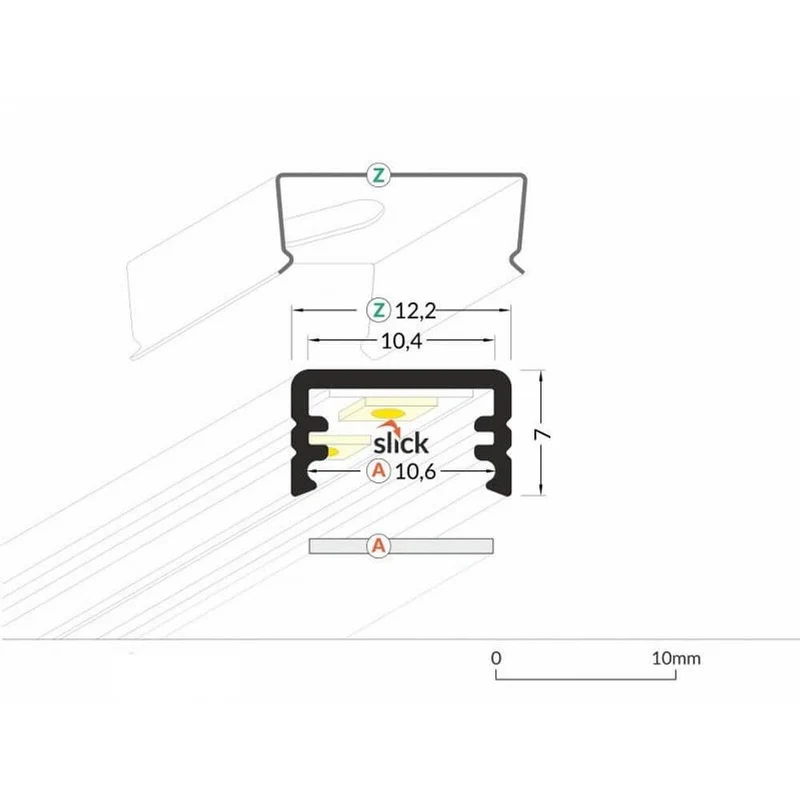 Aufbauprofil mini 200cm Alu-roh ohne Abdeckung für LED-Strips