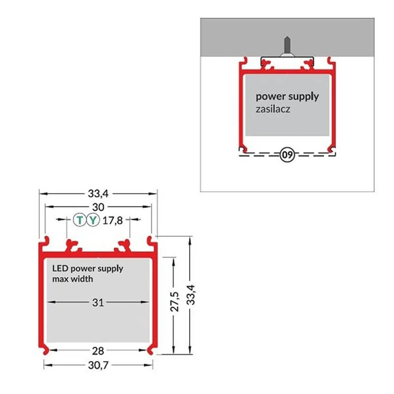 XXL Trafoprofil 200cm Schwarz ohne Abdeckung für Slim-Trafos