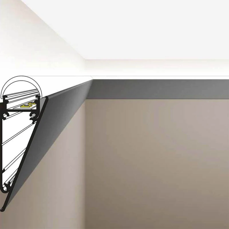 Aufbau-Wandprofil schräg 200cm Weiß ohne Abdeckung für LED-Strips