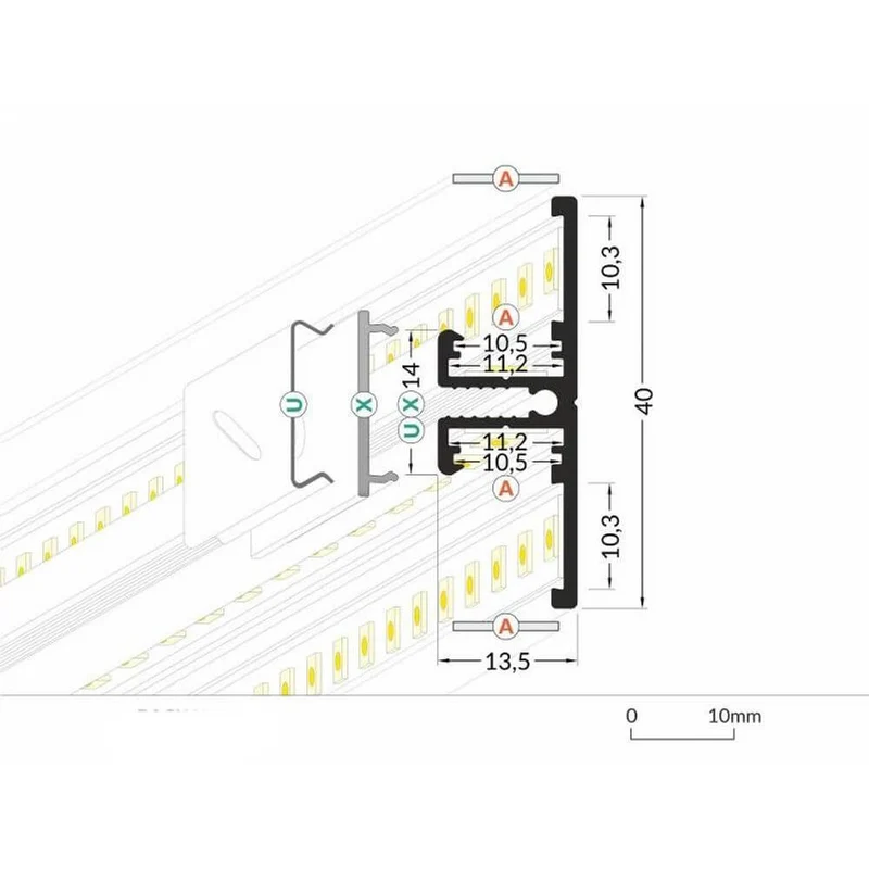 Aufbau-Wandprofil T-Form 200cm Weiß für LED-Strips