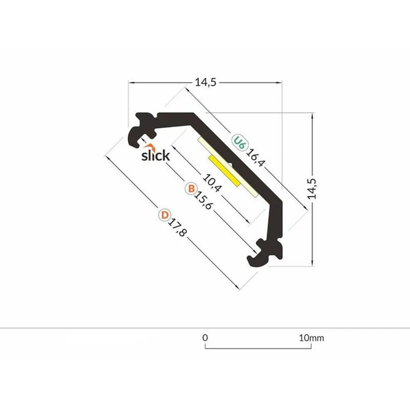 Aufbau-Eckprofil 45° 200cm Alu-eloxiert ohne Abdeckung für LED-Strips