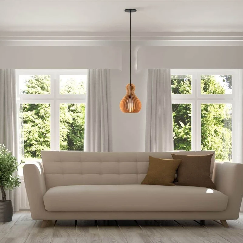 Holz Pendelleuchte Roots Bauchform