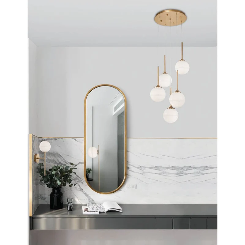 Cantona Glas-Wandlampe Messing, Weiß