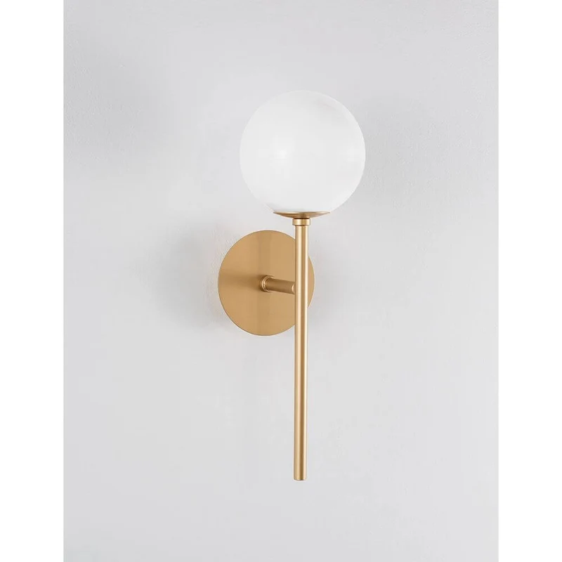 Cantona Glas-Wandlampe Messing, Weiß