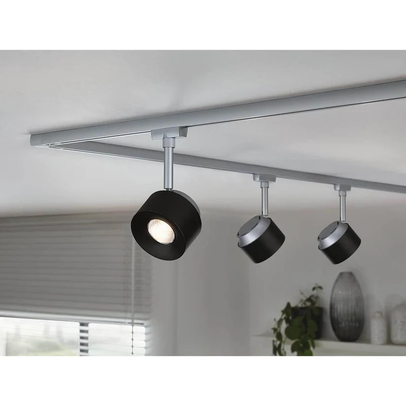 U-Rail LED Schienenspot Pane Einzelspot Schwarz, Chrom