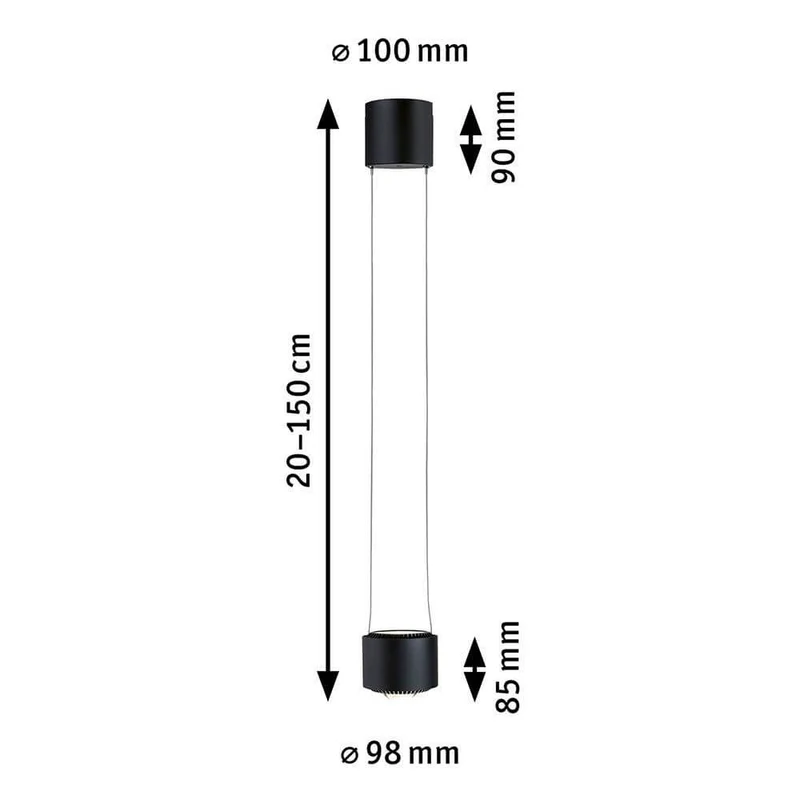 U-Rail LED Schienen Pendelleuchte Aldan Schwarz-Matt