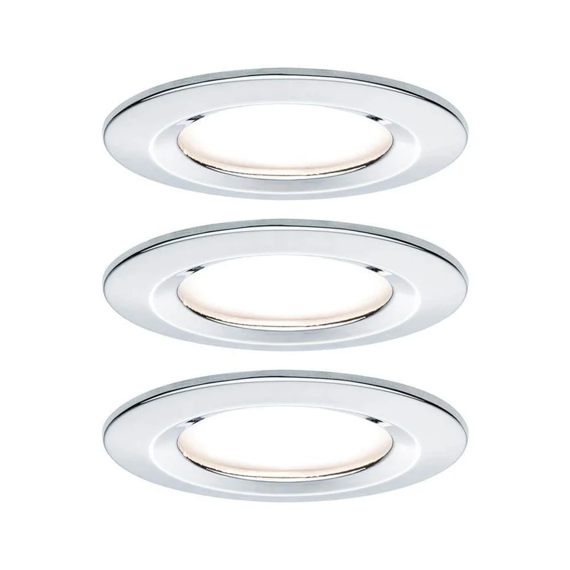 Einbauleuchten-Set Nova rund starr LED IP44 3x6,5W 2700K GU10 Chrom
