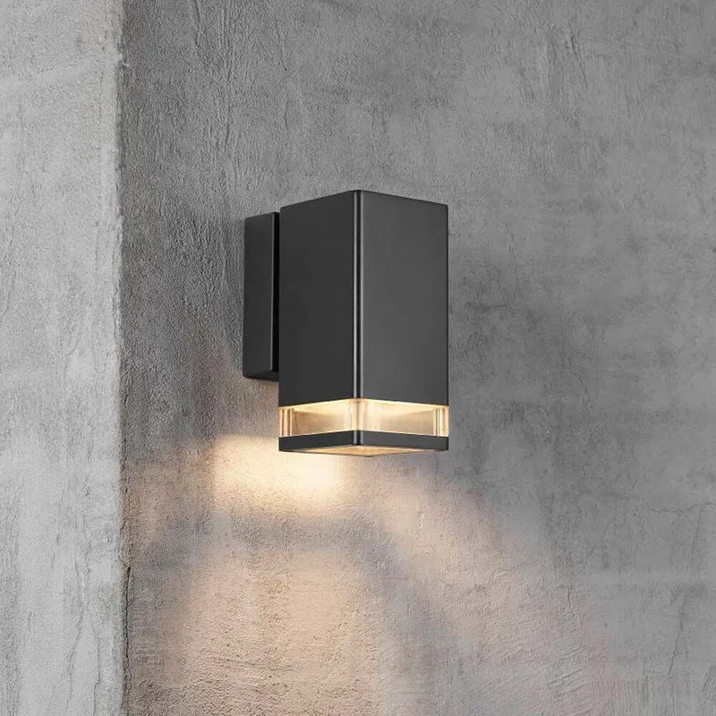 Außen-Wandlampe Elm IP44 Schwarz, Klar