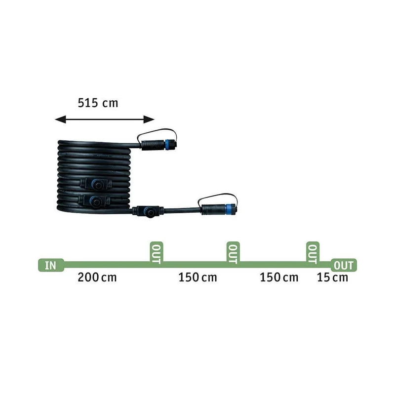 Plug & Shine 5m Kabel 4 Ausgänge Schwarz IP68