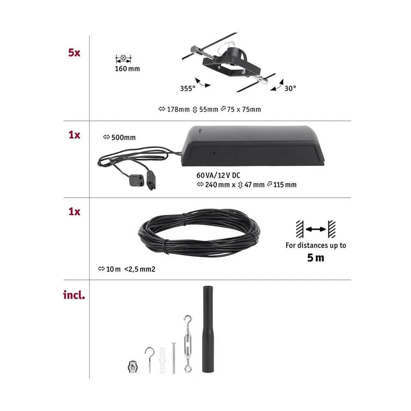 CorDuo Seilsystem Mac II Basis-Set Schwarz-Matt, Chrom