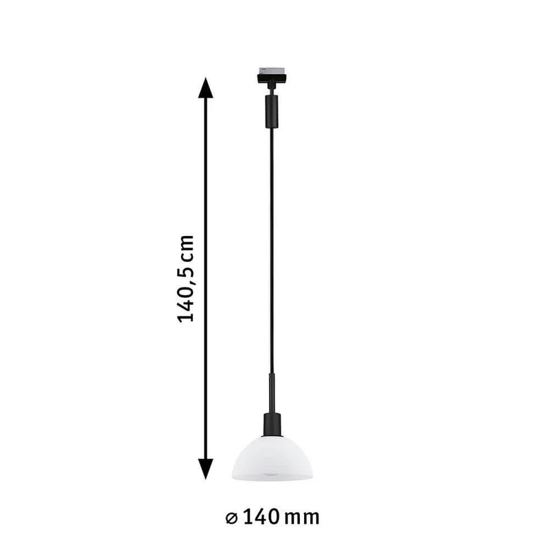 U-Rail Pendelleuchte Sarrasani Dimmbar Schwarz-Matt, Opal