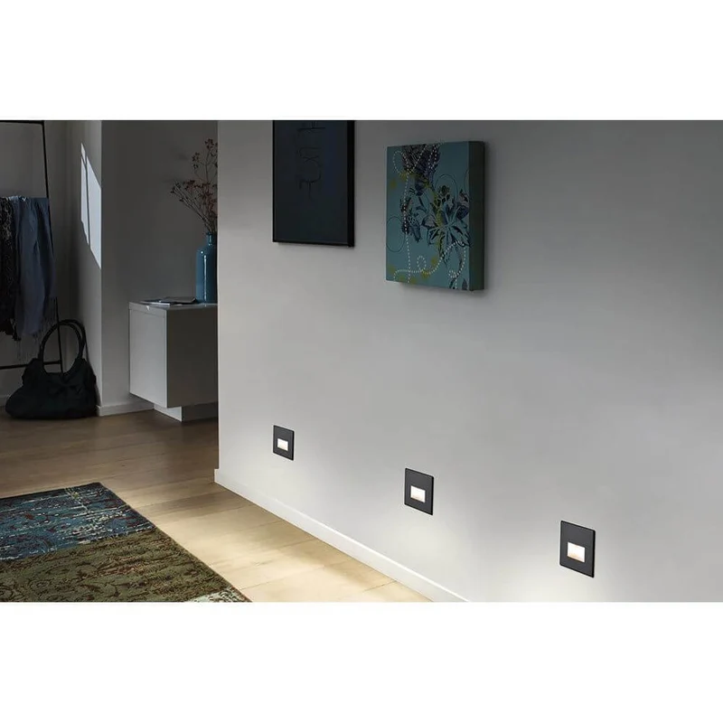 LED Wandeinbauleuchte Edge Quadro Eckig Schwarz-Matt