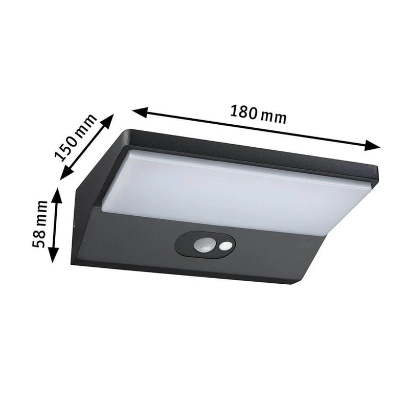 Solar LED Außenwandleuchte Ronas mit Sensor Dunkelgrau