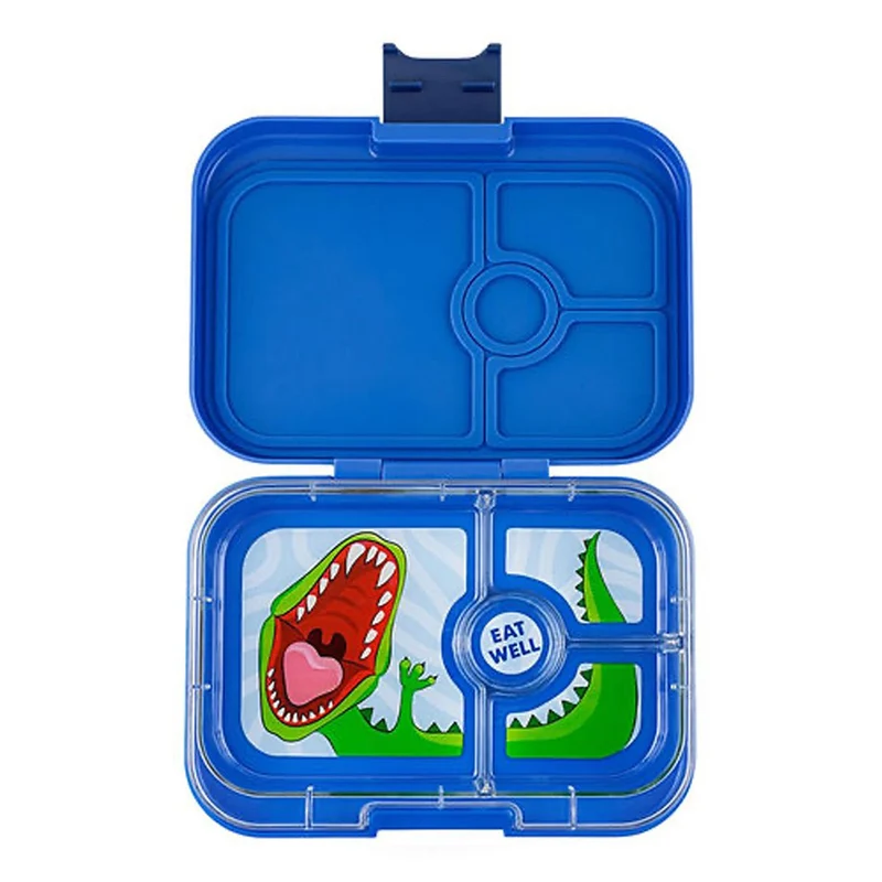 Panino Brotdose M 4 Fächer Surfblau-Dinosaurier-Tablett