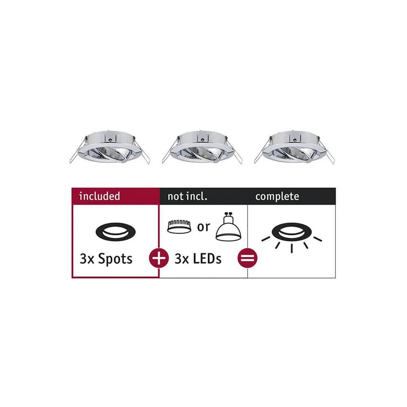 3er Set Einbauringe Choose Basis-Set schwenkbar 50° Chrom