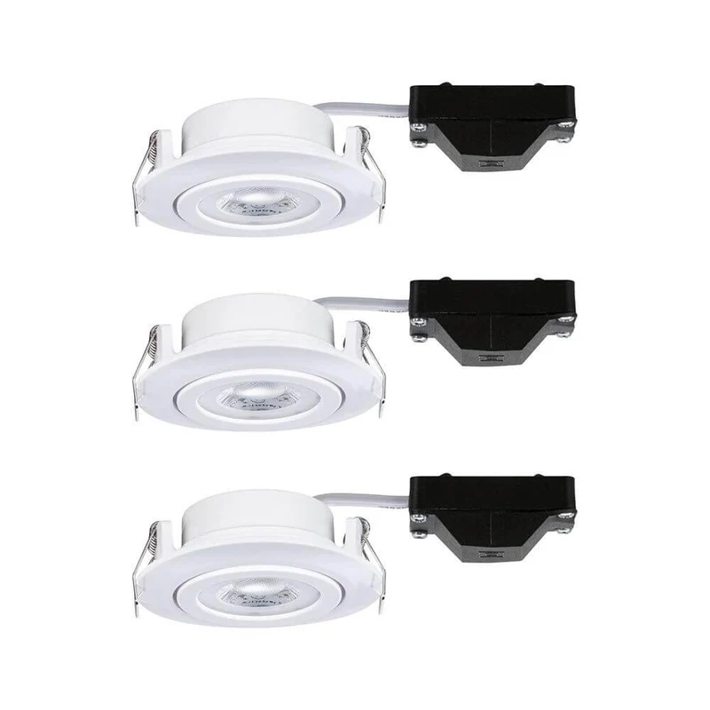 LED Einbauleuchten 3er-Set schwenkbar Rund 8,2cm Weiß-Matt