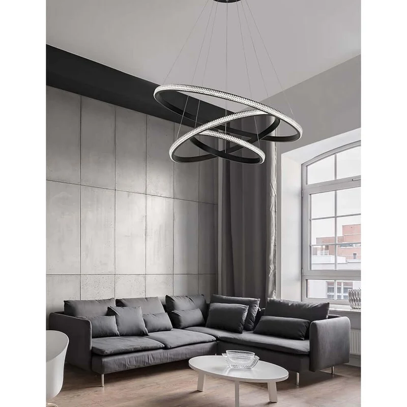 Nager LED Hängelampe 3-Ringe Schwarz