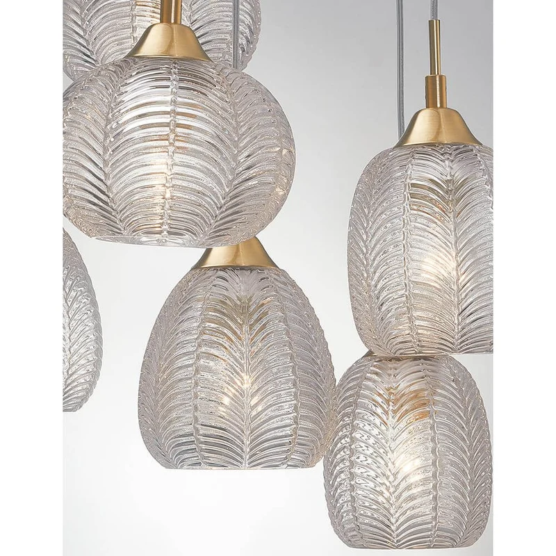 Vario Glas Hängeleuchte 6-flg. Gold, Klar
