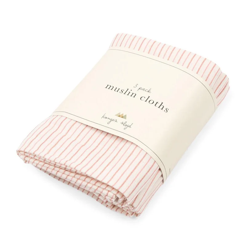 3-er-Pack Musselin-Stoffwindeln Stripie Petite Rose