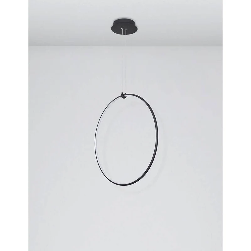 Ring LED Hängelampe Metall Schwarz