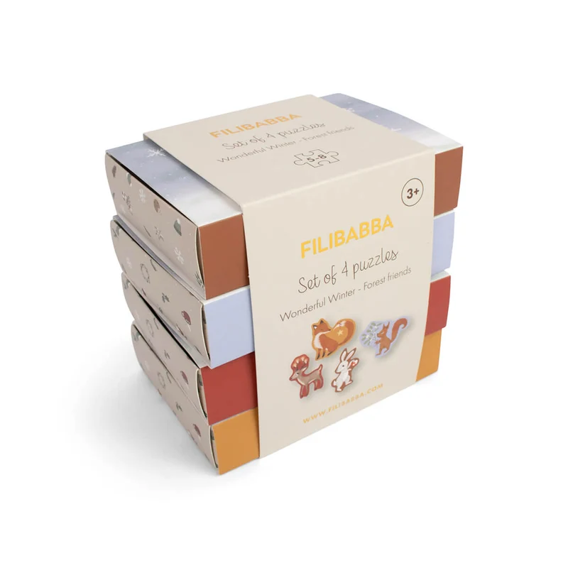 4er-Set Puzzles Wundervoller Winter: Waldtiere