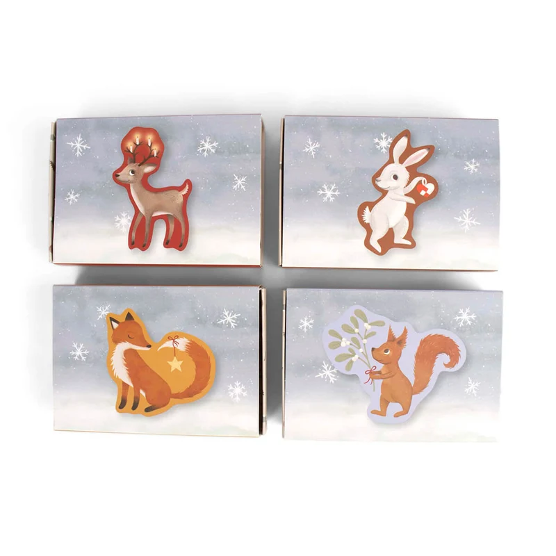 4er-Set Puzzles Wundervoller Winter: Waldtiere