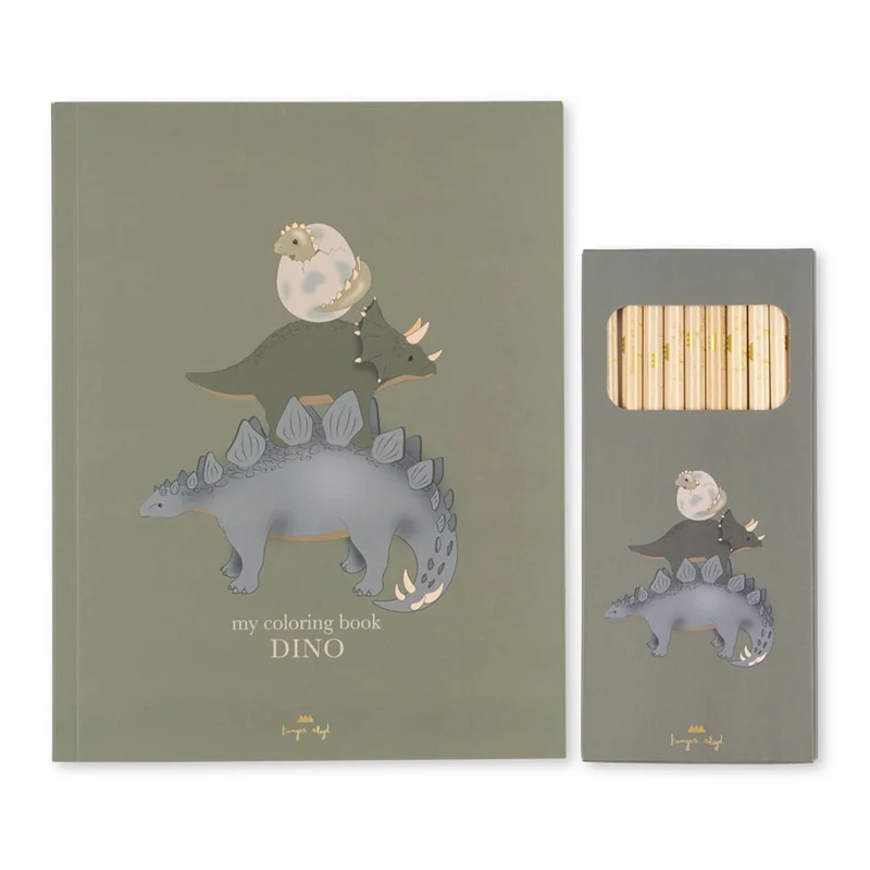 Dino-Malbuch und Buntstifte