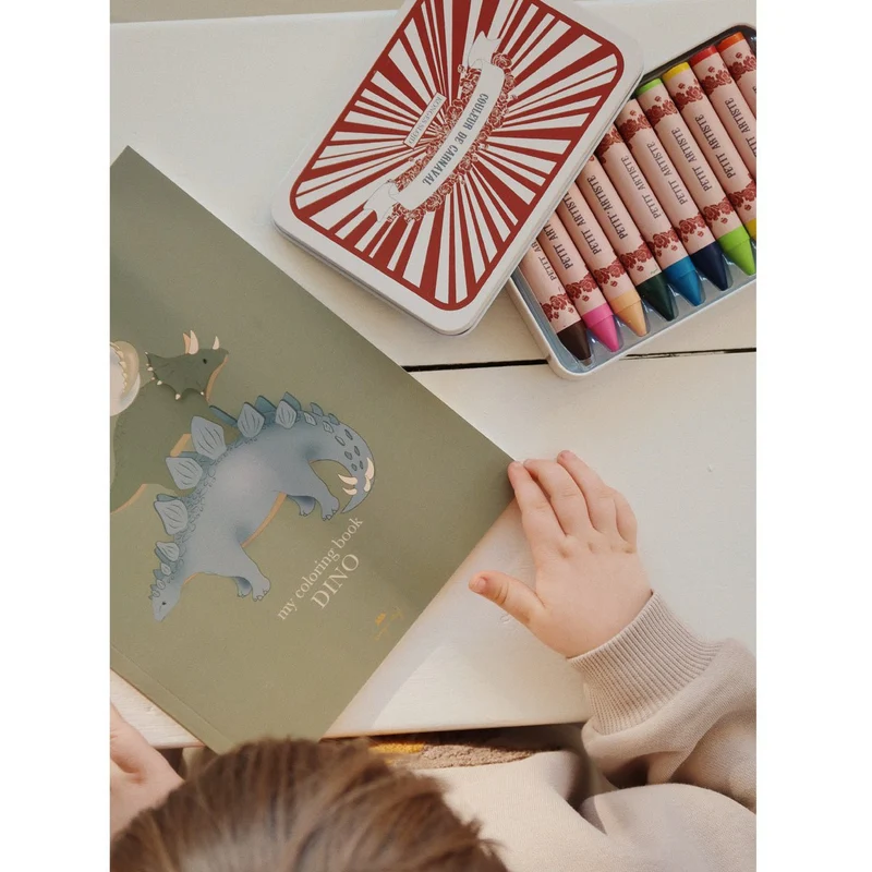 Dino-Malbuch und Buntstifte