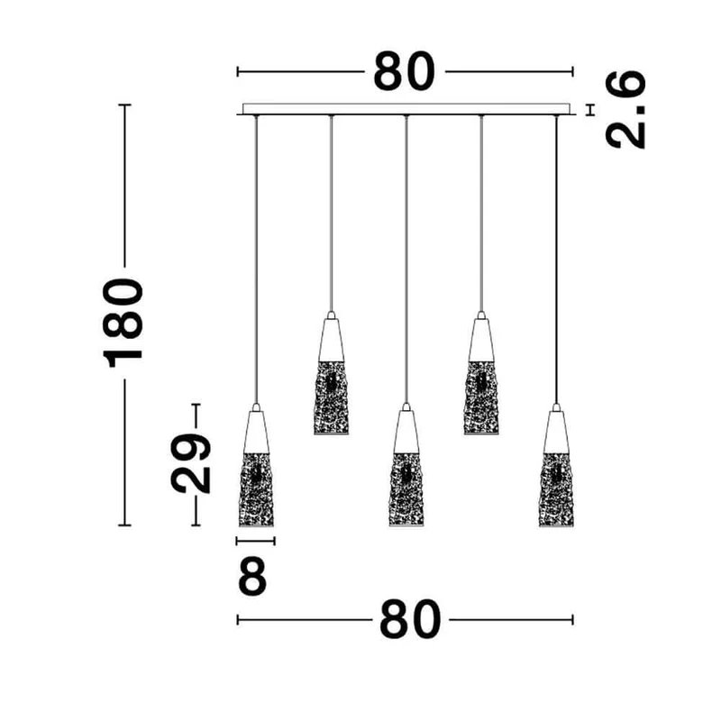 Kovac Hängeleuchte 5-flg Metall Glas