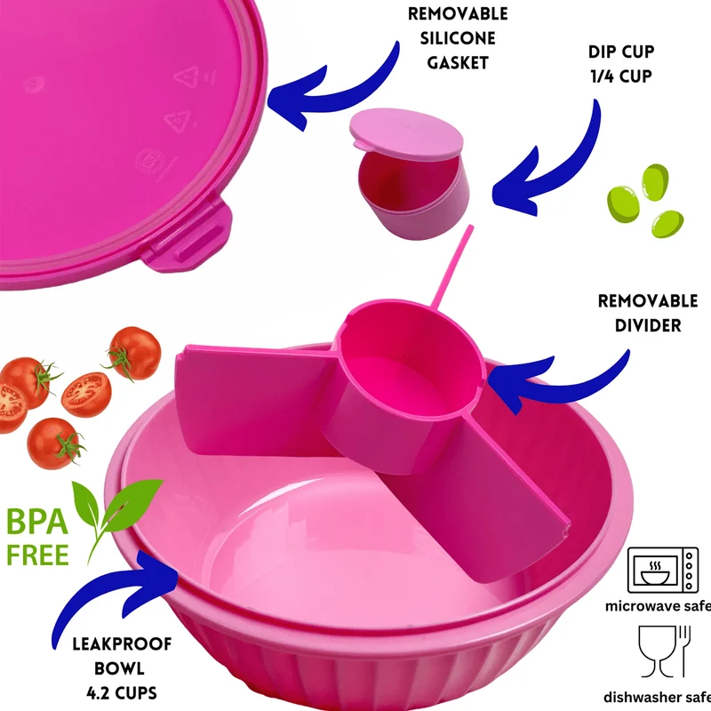 Poke-Bowl-Brotdose mit Trennwand, guava-pink