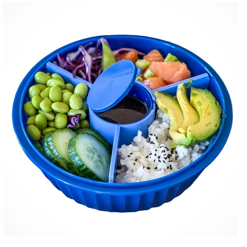 Poke-Bowl-Lunchbox mit Trennwand Hawaii-Blau