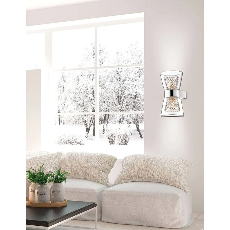 Boccale Glas-Wandlampe Chrom, Klar