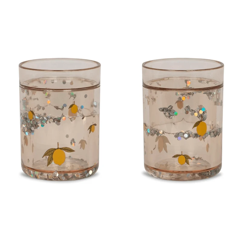 2-er-Pack Glitzerbecher, zitronengelb