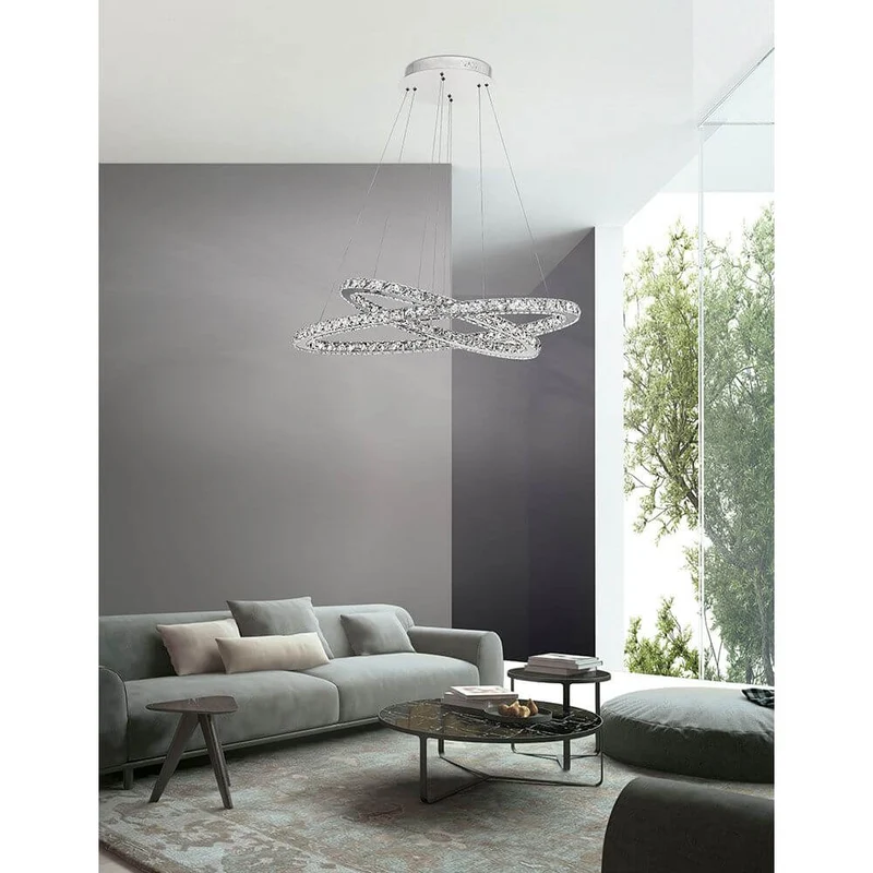 Celine LED Kristall-Hängeleuchte Glas Chrom